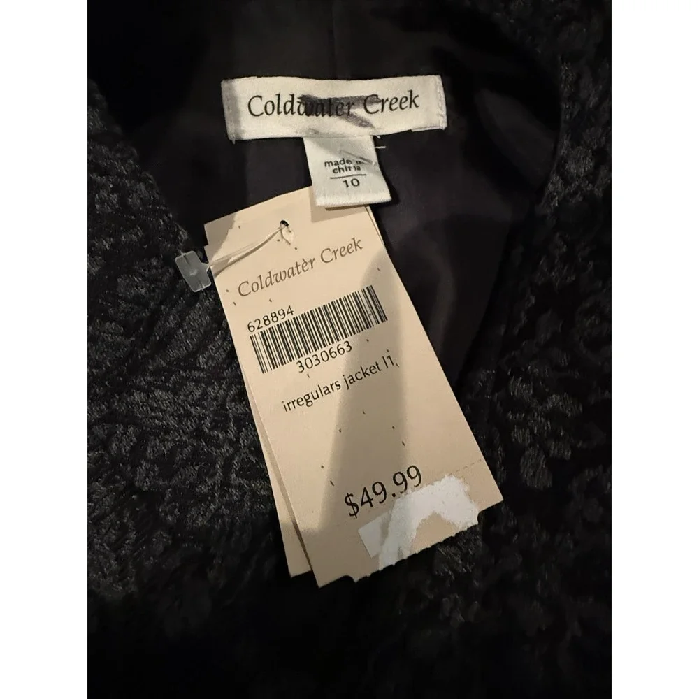 NWT Coldwater Creek Blazer Jacket‎ Sz 10 Gray & Black Floral Business Casual
